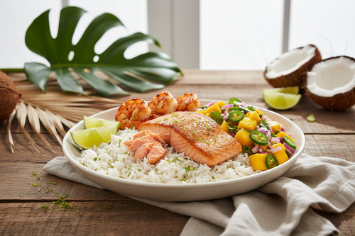 Coconut Rice Mix 16 oz | Caribbean Style Coconut Rice Blend | Serves 8 |Fusion Kuisine